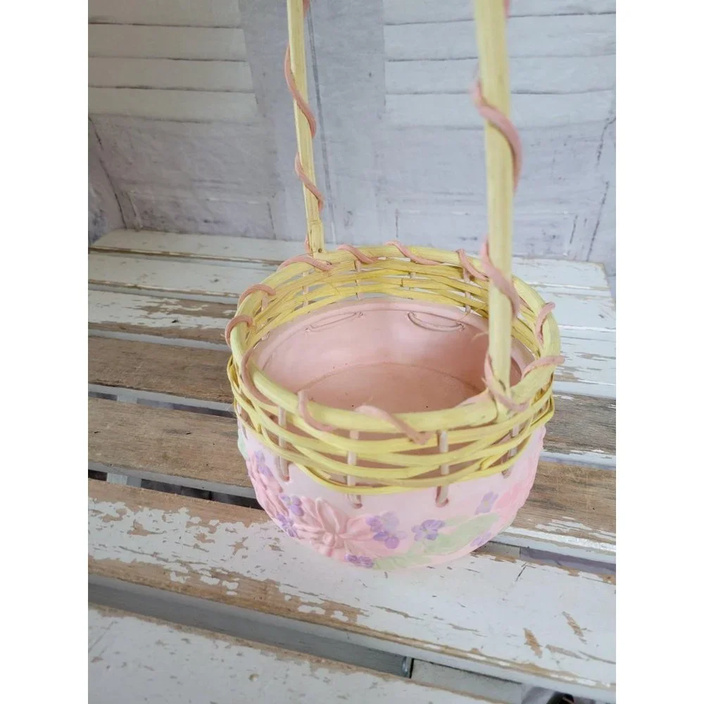 Ftd pink flower wicker basket Easter‎ spring home d